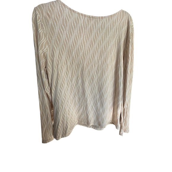 Talbots size XL beige print boat neck long sleeve modal silk blend top - Picture 6 of 7